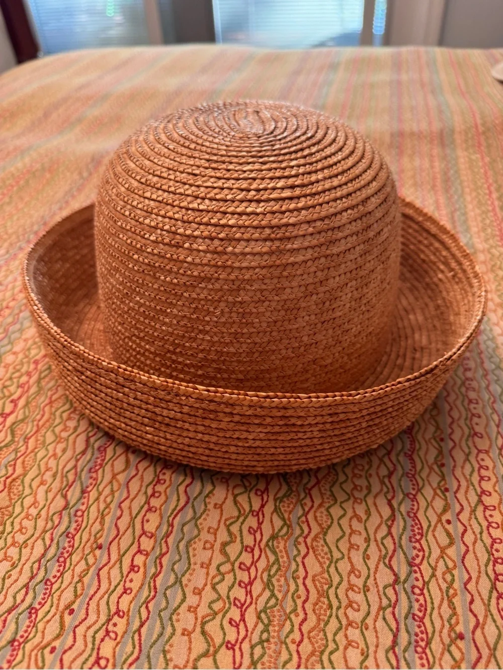 AHC 100% Natural Raffia Straw Hand-Crochet Rollable Sun Hat Kettle Brim
